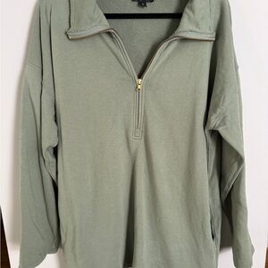 J. Crew Light Sage Quarter-Zip Pullover